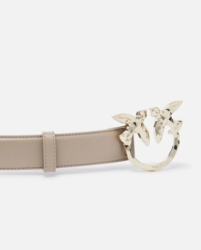 Pinko 3cm Leather Belt With Bird BuckleGalleria Lit Ashlightgold Women Belts