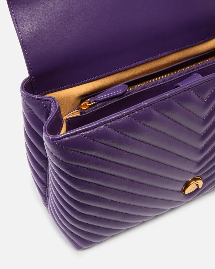 Pinko Big Lady Love Bag Puff Chevron Plumantiquegold Women Crossbody Bags