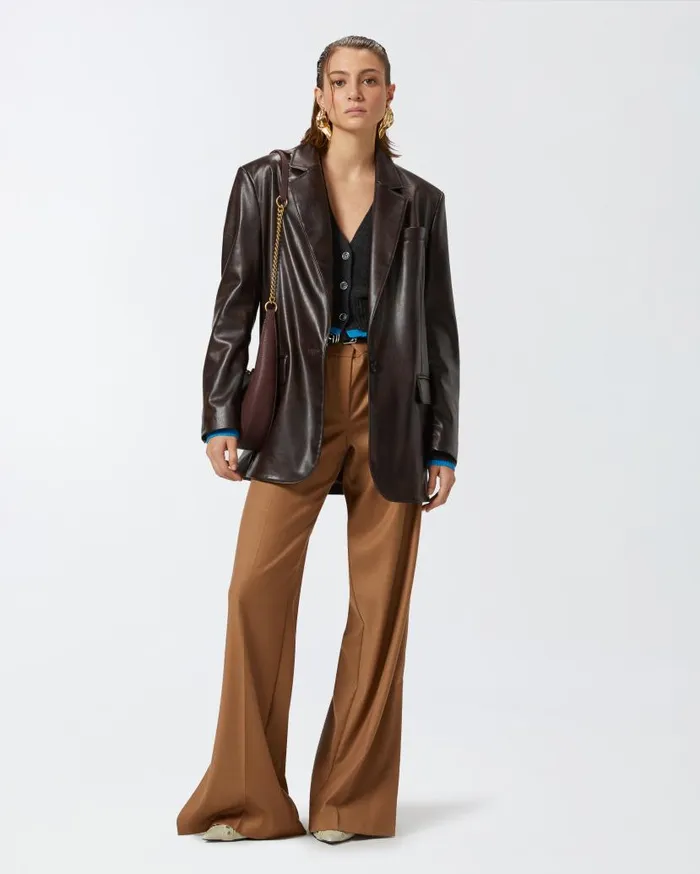 Pinko Cashmere Wool Cropped Cardigan With Contrasts Greyturquoise Women Knitwear