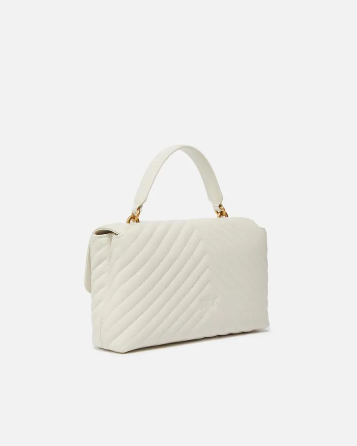 Pinko Classic Lady Love Bag Puff Chevron Whitewhiteantique Gold Women Handbags