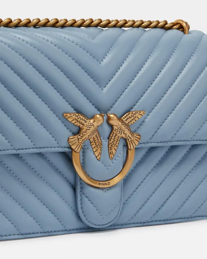 Pinko Classic LoveBag One Chevron Lightblueantique Gold Women Shoulder Bags