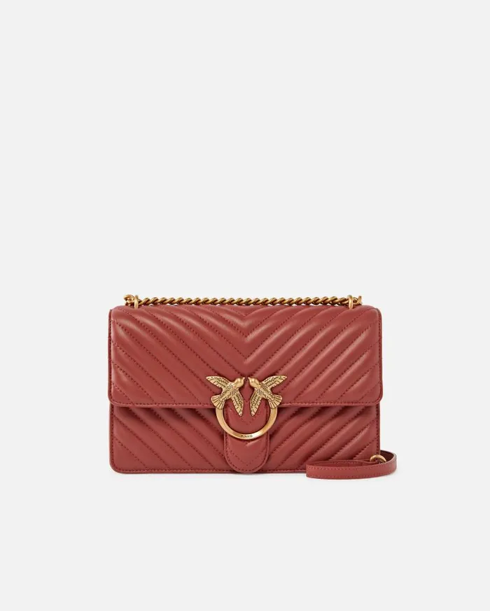 Pinko Classic LoveBag One Chevron Red Ochreantiquegold Women Crossbody Bags