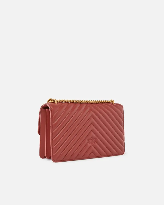 Pinko Classic LoveBag One Chevron Red Ochreantiquegold Women Crossbody Bags