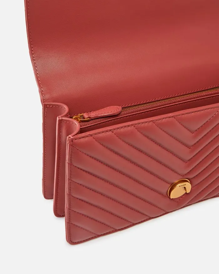Pinko Classic LoveBag One Chevron Red Ochreantiquegold Women Crossbody Bags