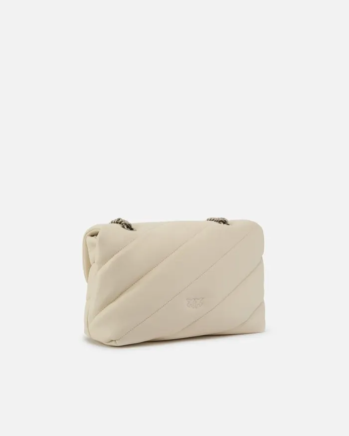 Pinko Classic Love Bag Puff Maxi Quilt Whitewhiteold Silver Women Shoulder Bags