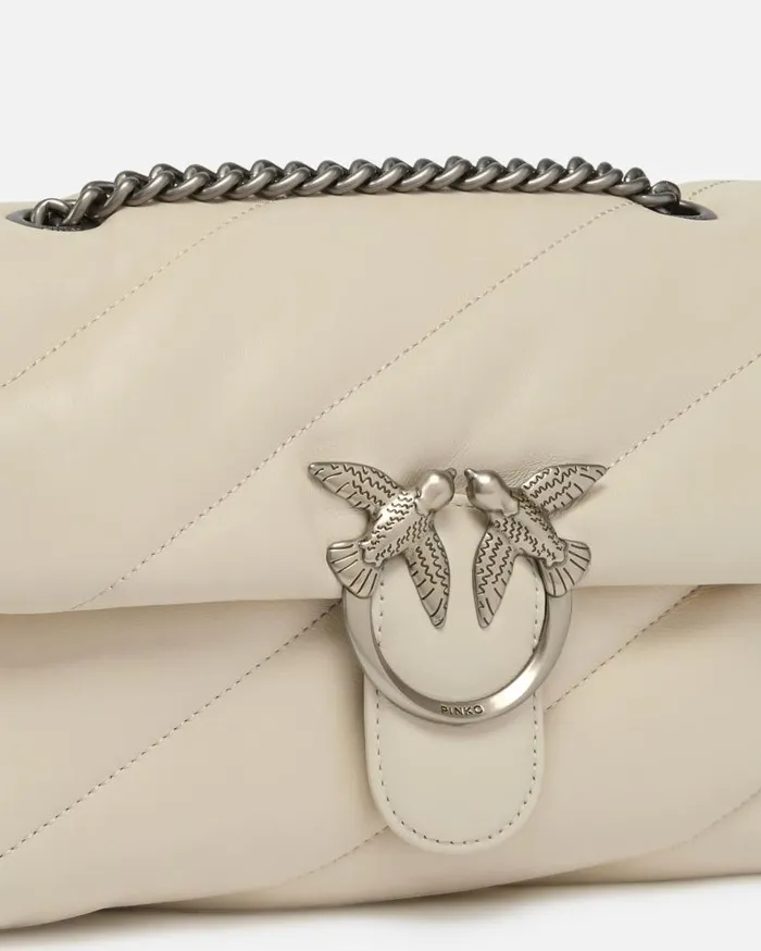 Pinko Classic Love Bag Puff Maxi Quilt Whitewhiteold Silver Women Shoulder Bags