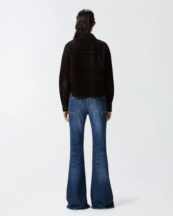 Pinko Dark Blue Wide Flared Jeans Medium Dark Vintage Wash Women Jeans