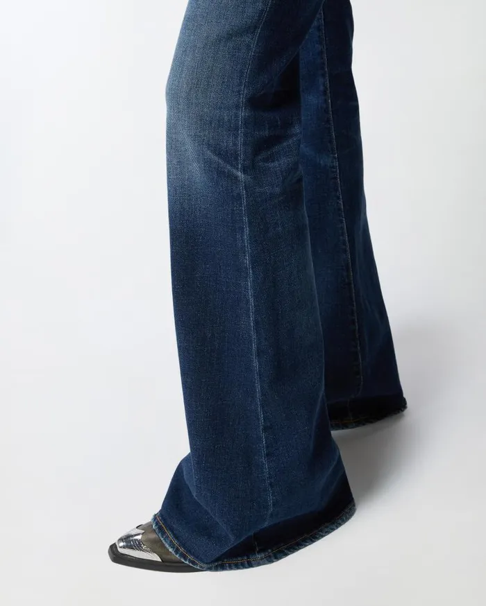 Pinko Dark Blue Wide Flared Jeans Medium Dark Vintage Wash Women Jeans