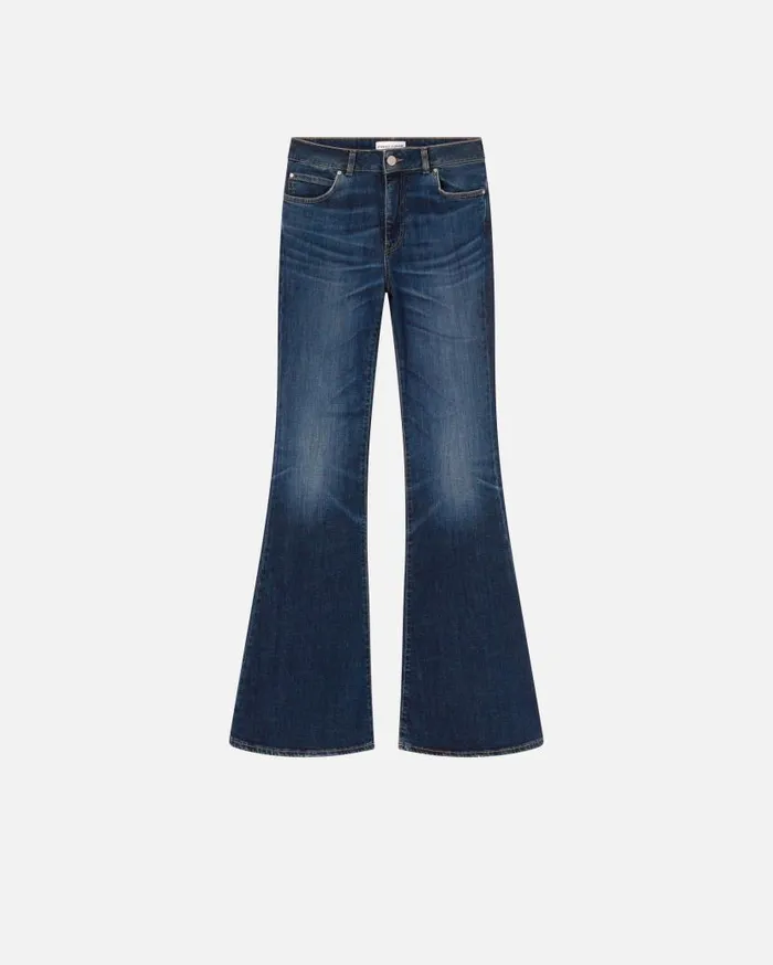 Pinko Dark Blue Wide Flared Jeans Medium Dark Vintage Wash Women Jeans
