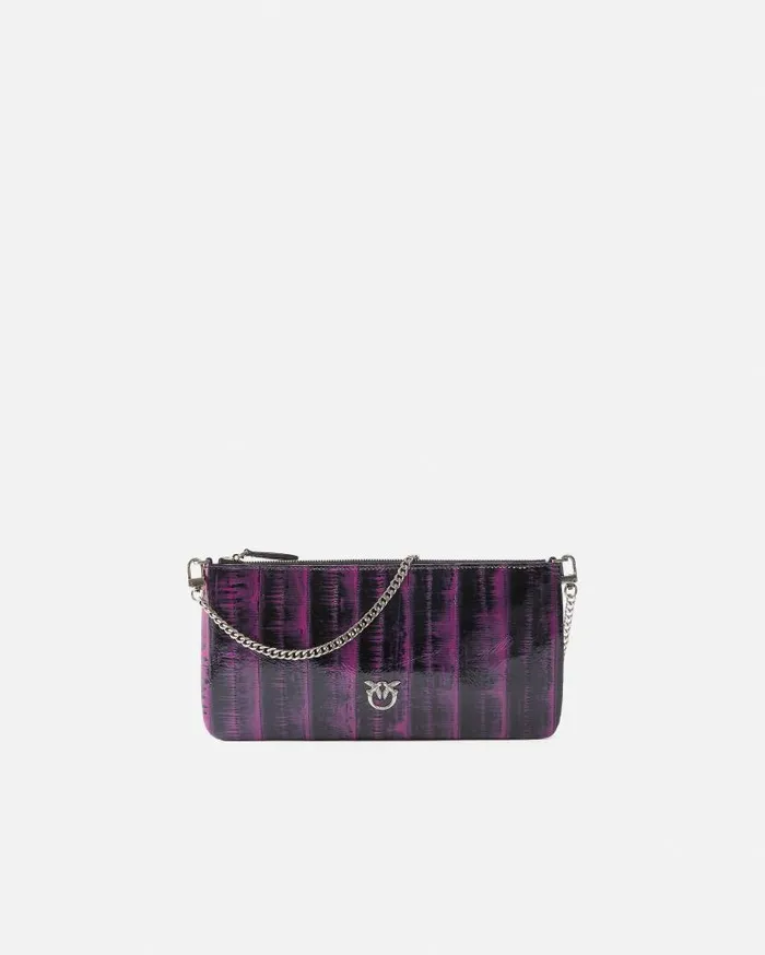 Pinko Eel Leather Crossbody ClutchGalleria Pinkblackold Silver Women Limited Edition