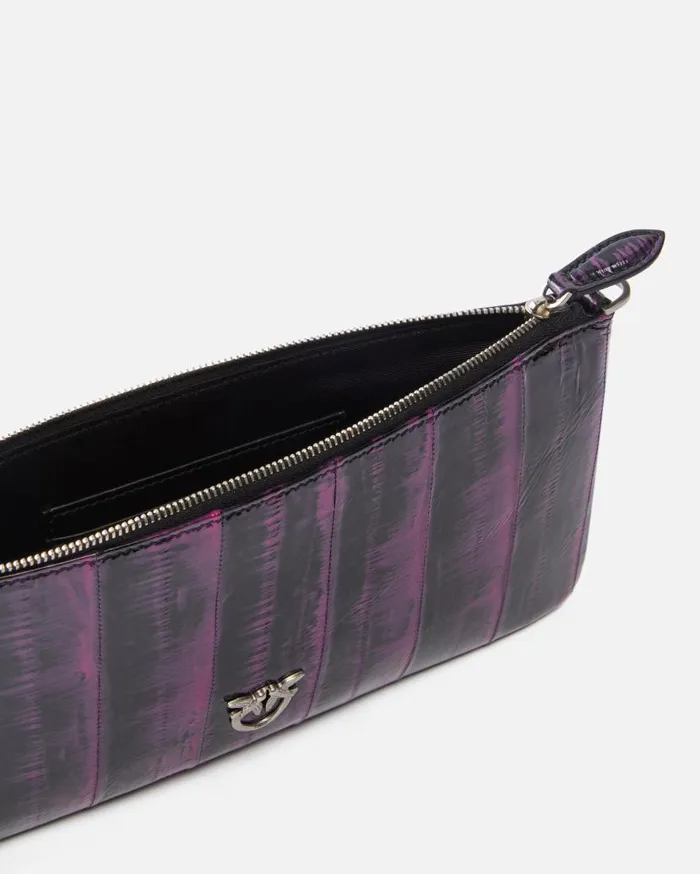 Pinko Eel Leather Crossbody ClutchGalleria Pinkblackold Silver Women Limited Edition
