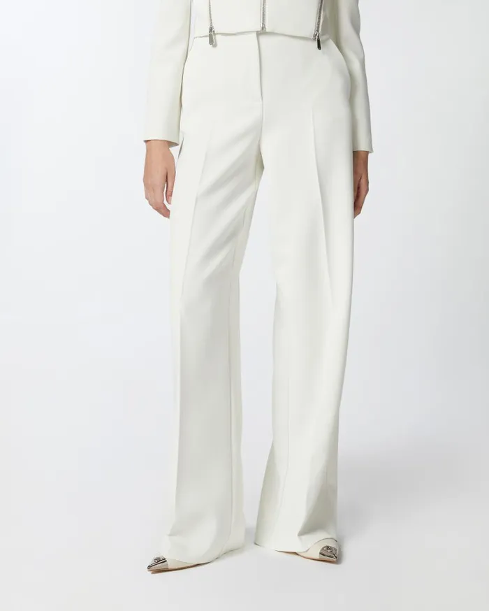 Pinko Elegant Palazzo Trousers In Crepe Lily White Women Trousers