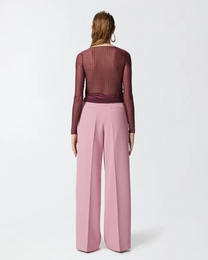 Pinko Elegant Palazzo Trousers In Crepe Pinkpolignac Women Trousers