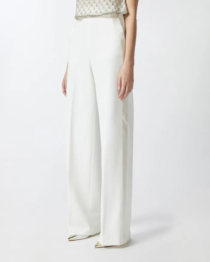 Pinko Elegant Trousers With Shiny Side Band Snow White Women Trousers