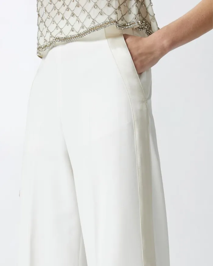 Pinko Elegant Trousers With Shiny Side Band Snow White Women Trousers