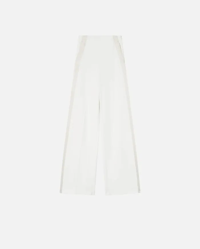 Pinko Elegant Trousers With Shiny Side Band Snow White Women Trousers
