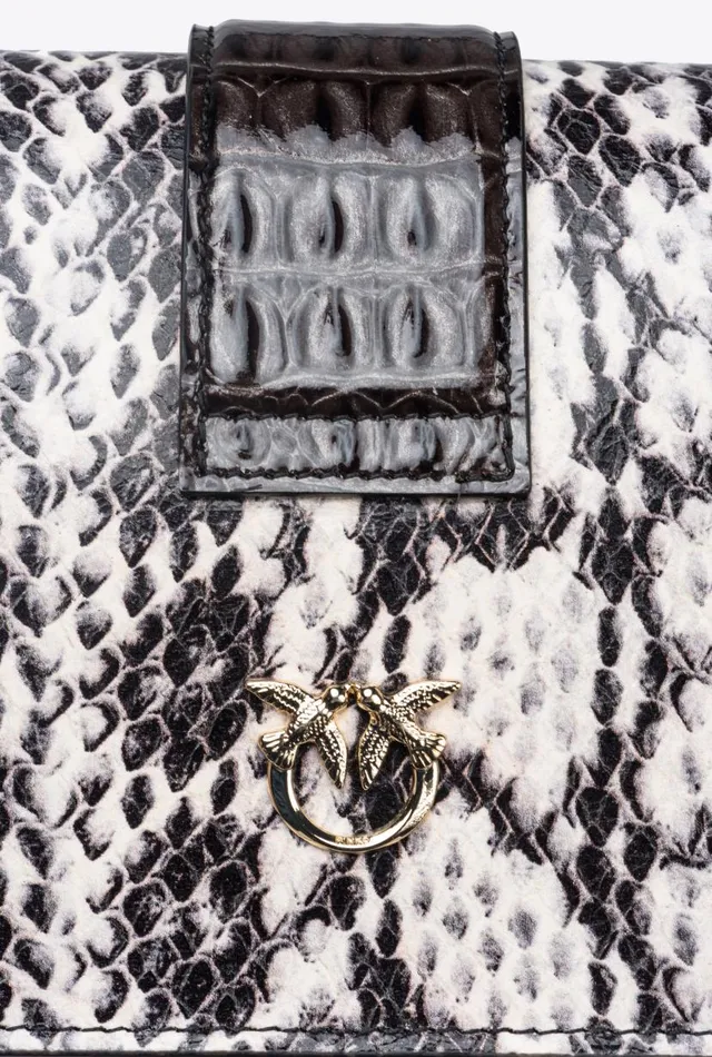 Pinko Galleria Mini Love Bag One In Reptile And Crocodileprint Leather Whiteblacklightgold Women Crossbody Bags