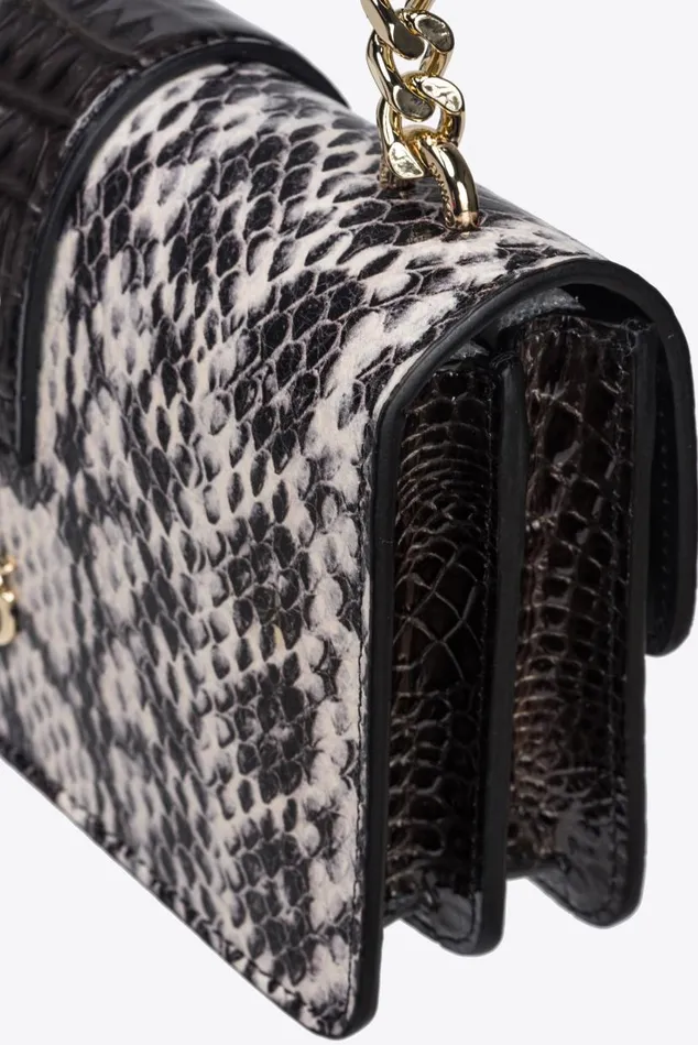 Pinko Galleria Mini Love Bag One In Reptile And Crocodileprint Leather Whiteblacklightgold Women Crossbody Bags
