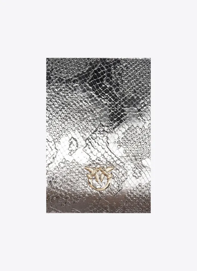 Pinko Galleria Punched Reptileprint Classic Flat Love Bag Charcoallightgold Women Limited Edition
