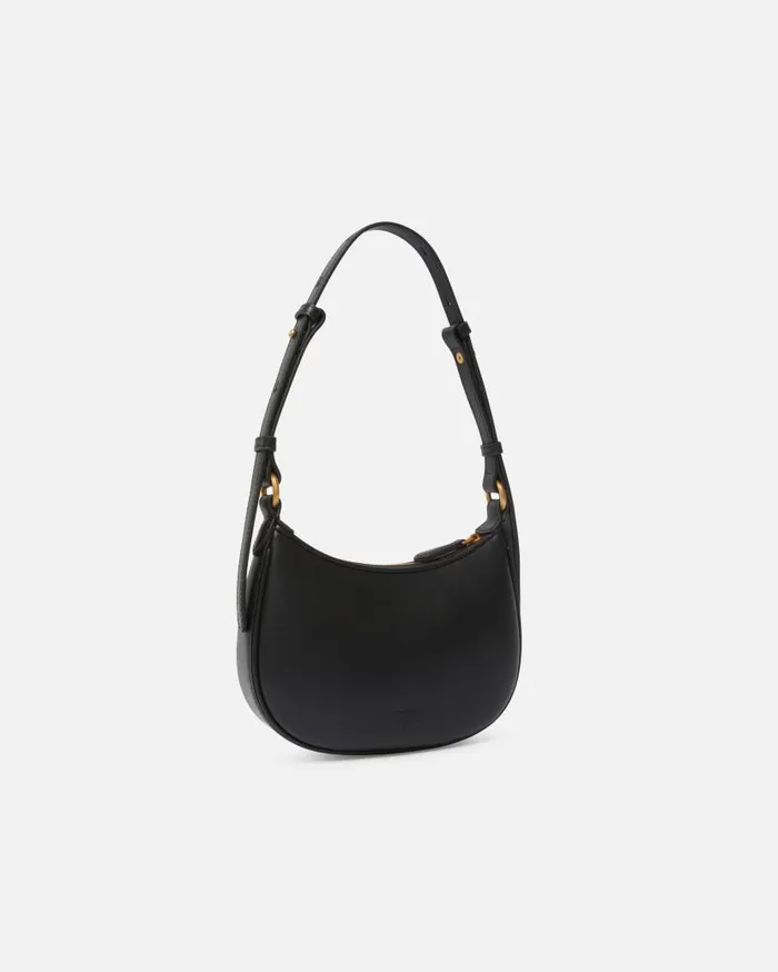 Pinko Half Moon Baby Leather Shoulder Bag Blackantique Gold Women Shoulder Bags