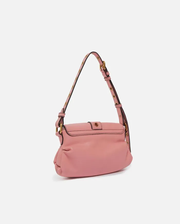 Pinko Jolene Small Shoulder Bag With Metal Strap Peach Flowerantiquegold Women Shoulder Bags