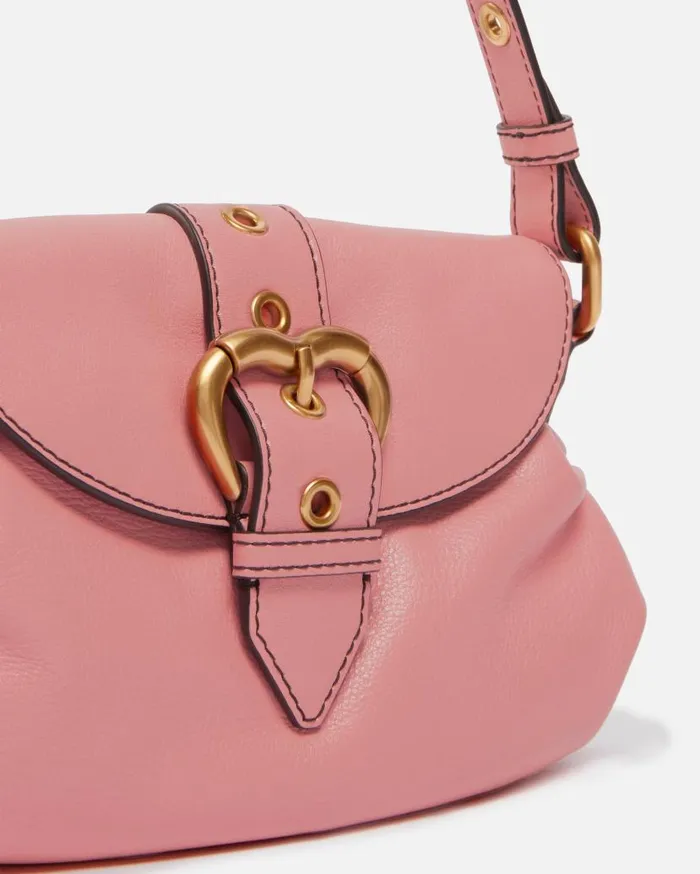 Pinko Jolene Small Shoulder Bag With Metal Strap Peach Flowerantiquegold Women Shoulder Bags