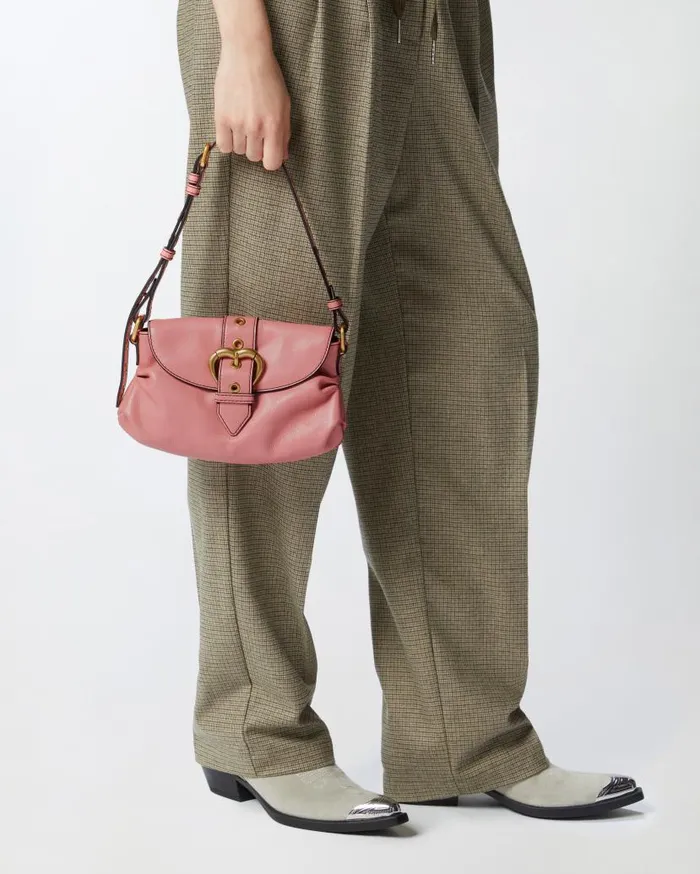 Pinko Jolene Small Shoulder Bag With Metal Strap Peach Flowerantiquegold Women Shoulder Bags