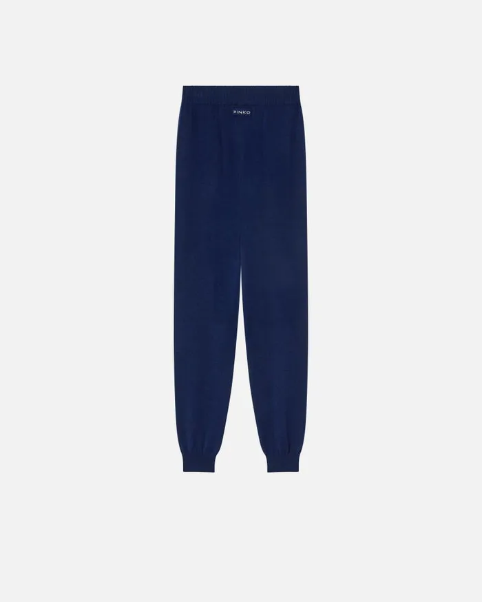 Pinko Knit Cashmereblend Joggers Iris Blue Women Trousers