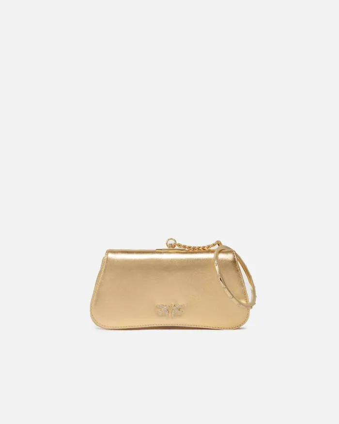 Pinko Laminated Clutch With Golden Bracelet Goldgold Women Clutch Bags