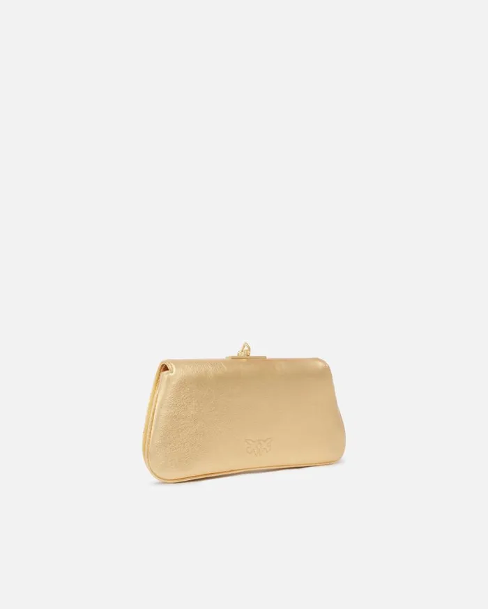 Pinko Laminated Clutch With Golden Bracelet Goldgold Women Clutch Bags