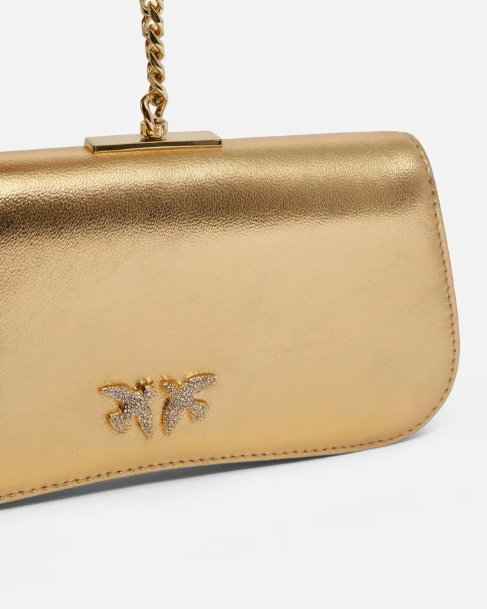 Pinko Laminated Clutch With Golden Bracelet Goldgold Women Clutch Bags