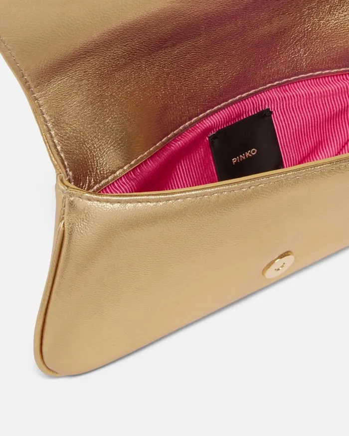 Pinko Laminated Clutch With Golden Bracelet Goldgold Women Clutch Bags