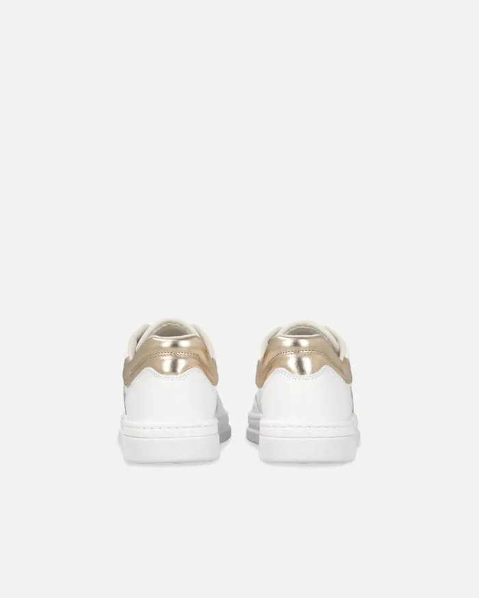 Pinko Leather Sneakers With Embroidered Side Logo Whitelight Gold Women Sneakers