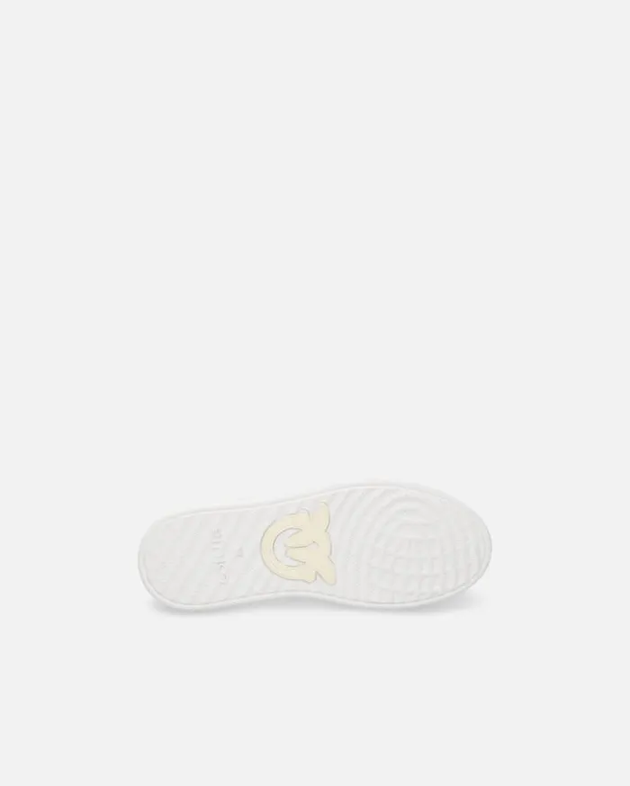 Pinko Leather Sneakers With Embroidered Side Logo Whitelight Gold Women Sneakers