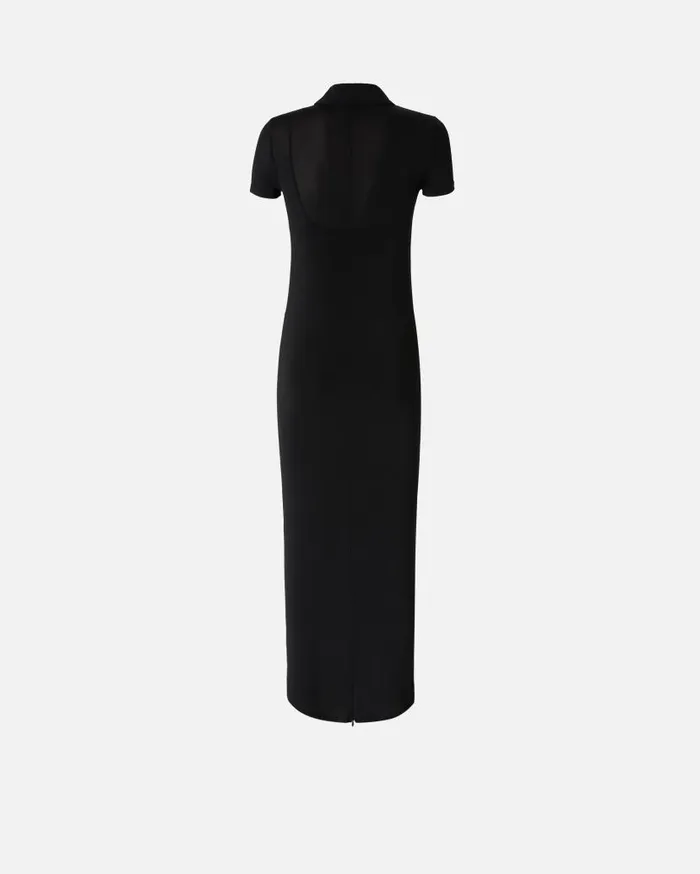Pinko Long Polo Dress In Lightweight Jersey Limo Black Women Dresses