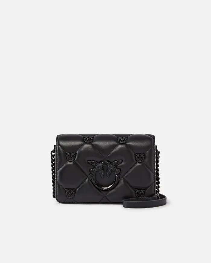 Pinko Love Bag Click Small Jewel Quilted Crossbody BagGalleria Limo Black Block Colour Women Evening Bags