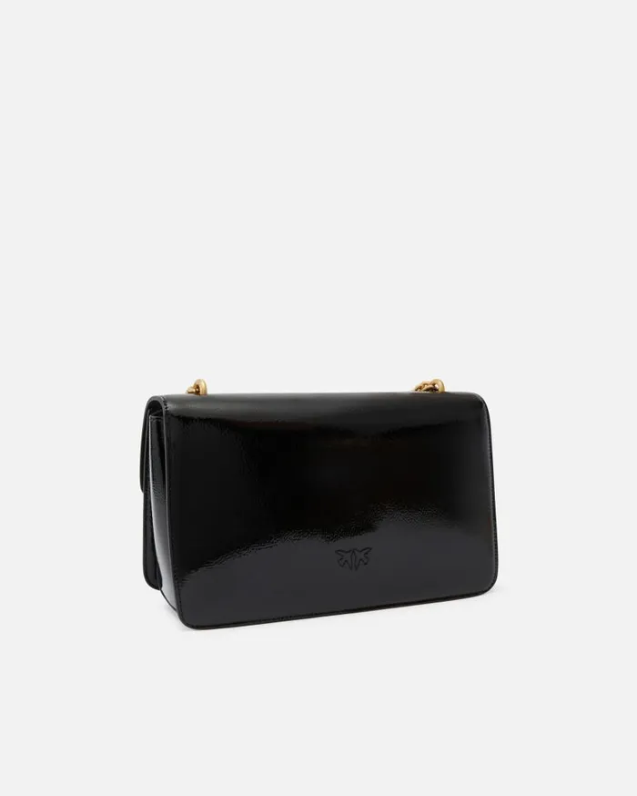 Pinko Love Bag Glossy Crossbody Bag Blackantique Gold Women Crossbody Bags