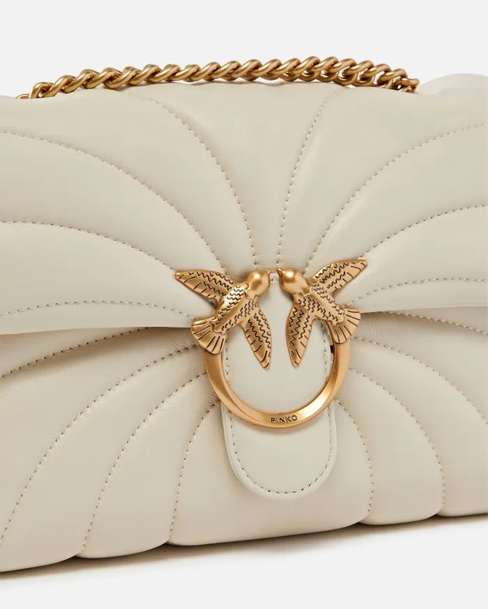 Pinko Love Bag Puff Large Butterfly Quilt Crossbody Bag Whitewhiteantique Gold Women Love Bag Puff