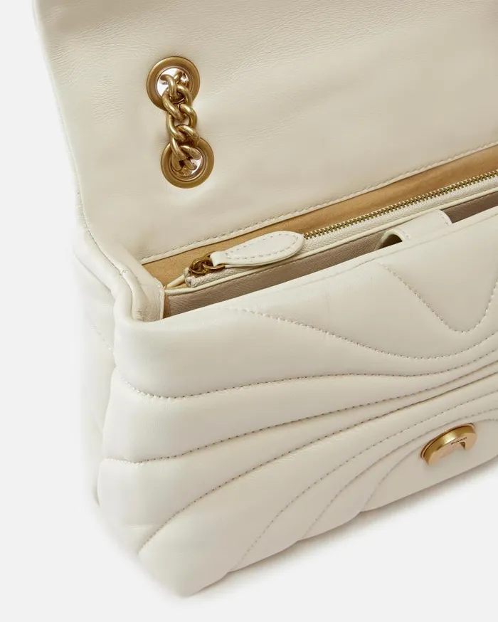 Pinko Love Bag Puff Large Butterfly Quilt Crossbody Bag Whitewhiteantique Gold Women Love Bag Puff