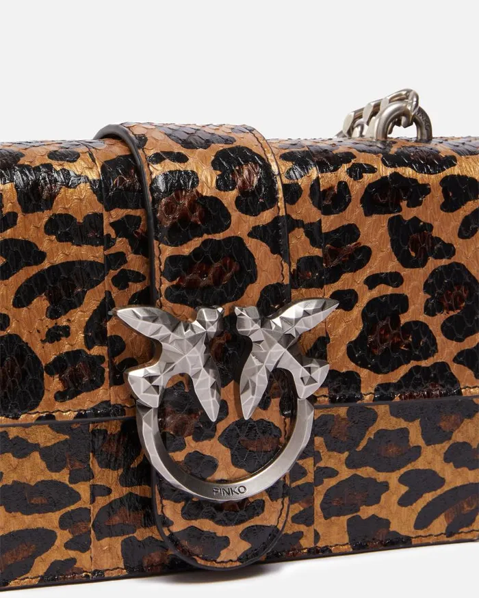 Pinko Love Bag With Spotted Reptile Leather Galleria Goldblackold Silver Women Crossbody Bags