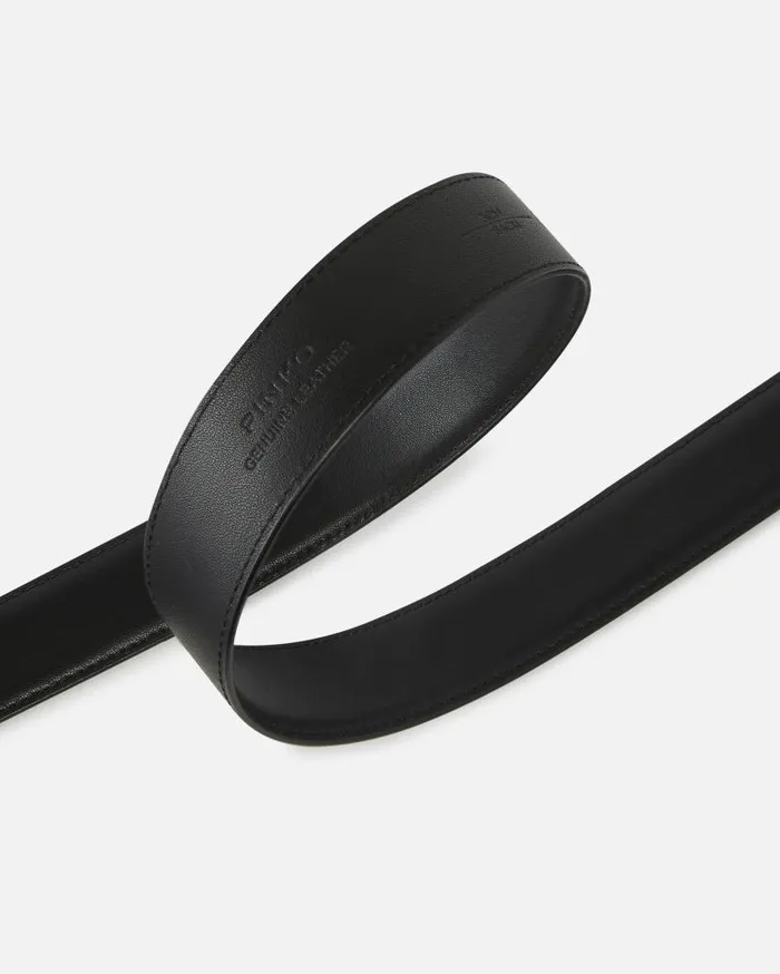Pinko Love Birds Leather Belt 3cm Blackold Silver Women Belts