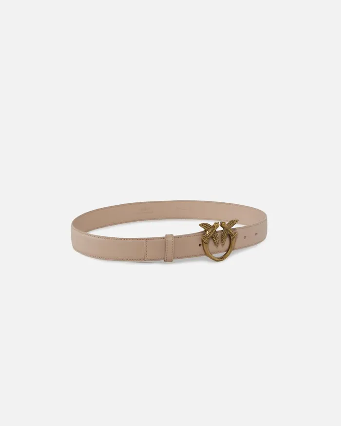 Pinko Love Birds Leather Belt 3cm Pinkdusty Pinkantique Gold Women Belts