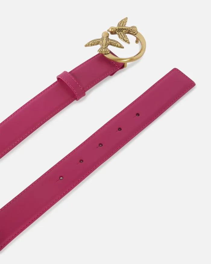 Pinko Love Birds Leather Belt 3cm Pinko Pinkantique Gold Women Belts