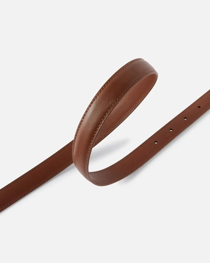 Pinko Love Birds Thin Leather Belt 2cm Tanantiquegold Women Belts