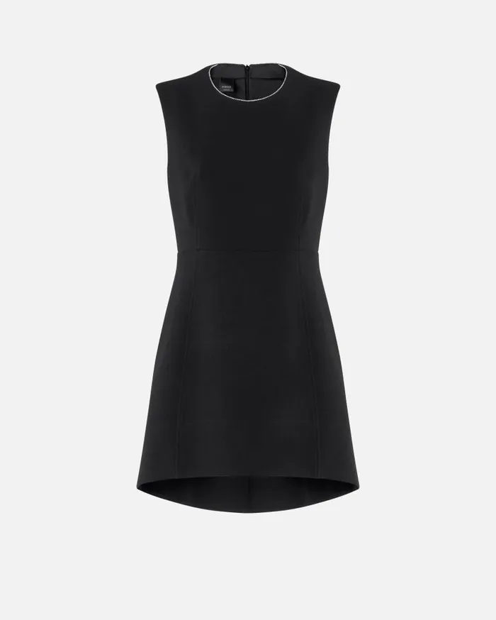 Pinko Mini Dress With Open Back And Rhinestones Limo Black Women Dresses