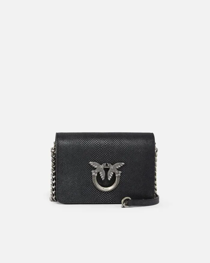 Pinko Mini Love Bag Crossbody Bag In Glitter PythonGalleria Blackold Silver Women Limited Edition Pinko Mini Love Bag Crossbody Bag In Glitter PythonGalleria Blackold Silver Women Limited Edition