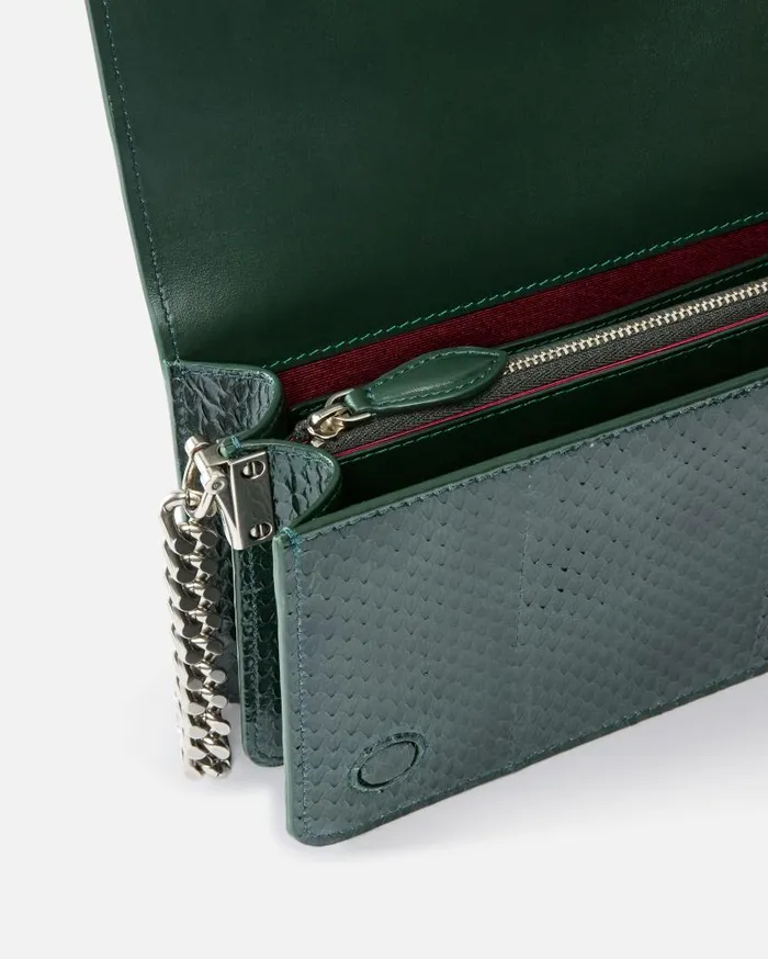 Pinko Mini Love Bag Crossbody Bag In Glossy ReptileGalleria Dark Greenold Silver Women Limited Edition