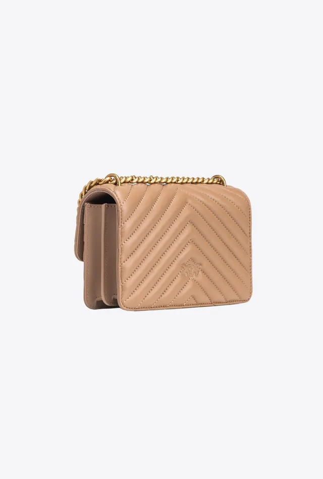 Pinko Mini Love Bag One Chevron Ginger Biscuitantique Gold Women Shoulder Bags
