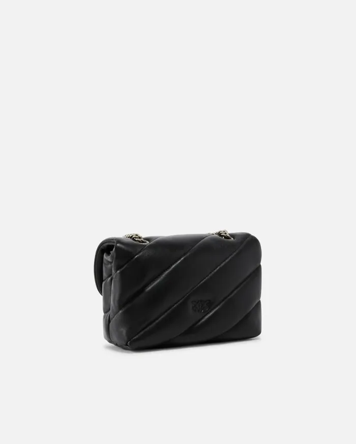 Pinko Mini Love Bag Puff Maxi Quilt Blackold Silver Women Shoulder Bags