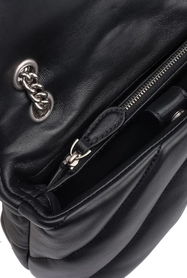 Pinko Mini Love Bag Puff Maxi Quilt Blackold Silver Women Shoulder Bags